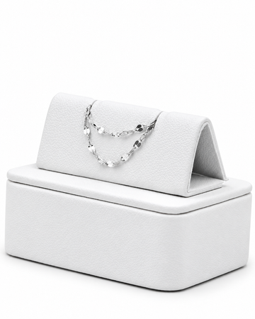 Podwójny łańcuszek do przekłucia "Silver Shimmer Chain" - łańcuszek z białego złota 14K