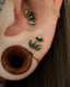 Kolczyk do ucha "straight 3 stone peacock" – tytanowy labret z muszlą abalone