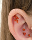 Kolczyk do ucha "4 leaf red stone" – tytanowy labret z czerwonym onyksem