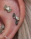 Kolczyk do ucha "3 leaf clear black stone" – tytanowy labret cyrkonią i agatem mszystym