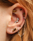 Kolczyk do ucha "1 stone tiger eye" – tytanowy labret z tygrysim okiem