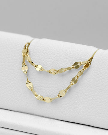 Podwójny łańcuszek do przekłucia "Golden Shimmer Chain" - łańcuszek ze złota 14K
