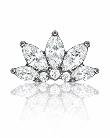 "Clear rosette" earring - titanium labret with zircons