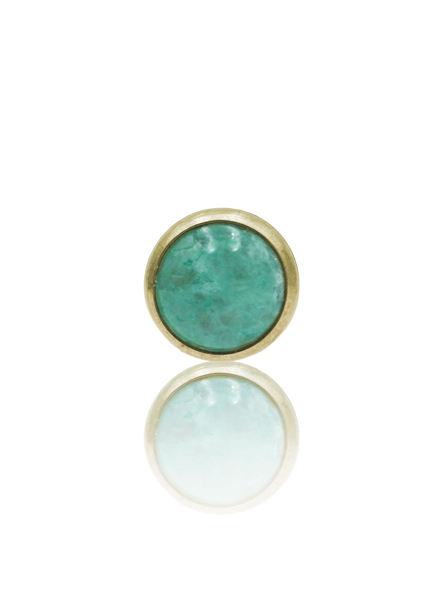 Kolczyk do ucha "1 stone light green" - anodyzowany tytanowy labret w kształcie koła z awenturynem