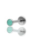Kolczyk do ucha "1 stone light green" - tytanowy labret w kształcie koła z awenturynem