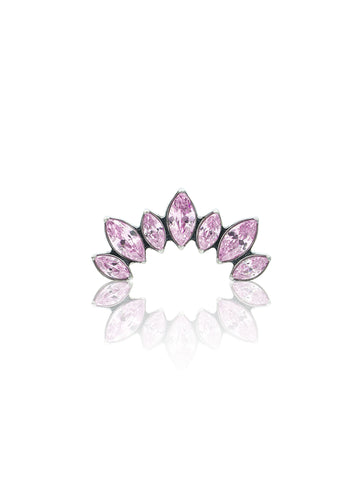 Kolczyk do ucha "Cluster pink" - tytanowy labret z różowymi cyrkoniami