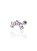 Kolczyk do ucha "Cluster pink" - tytanowy labret z różowymi cyrkoniami