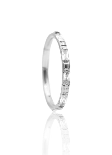 Kolczyk do ucha lub nosa "Baguette Line" - tytanowy clicker z prostokątnymi cyrkoniami