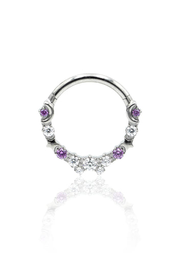 Kolczyk do ucha/nosa "Stars on the sky purple" - tytanowy clicker z fioletowymi cyrkoniami
