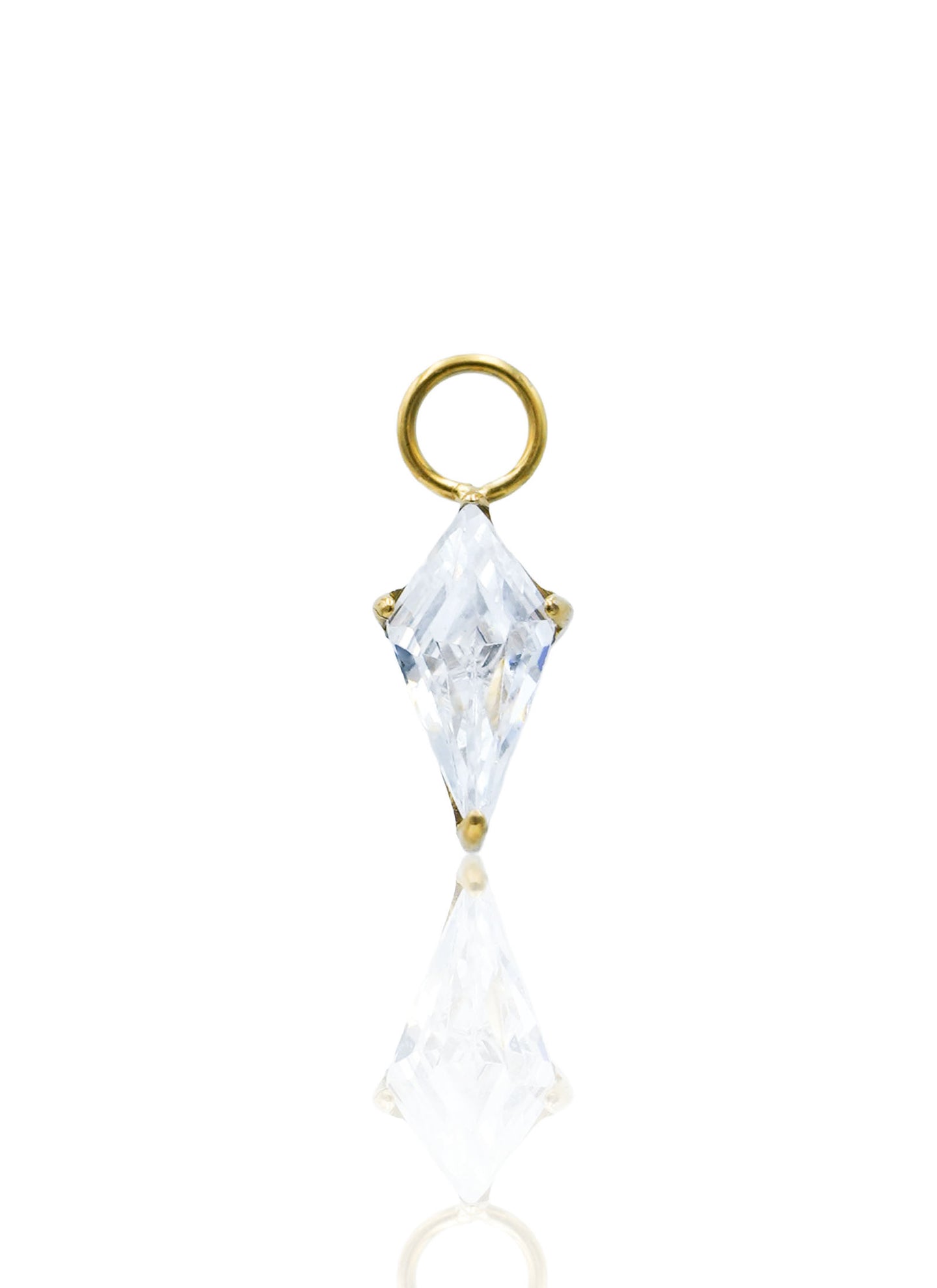 Kolczyk do ucha "Crystal Spike" - złota tytanowa zawieszka z cyrkonią w kształcie rombu