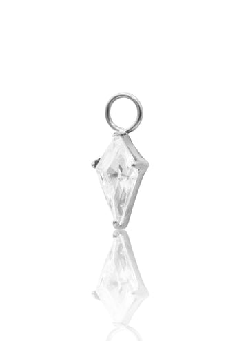Kolczyk do ucha "Crystal Spike" - tytanowa zawieszka z cyrkonią w kształcie rombu