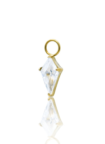 Kolczyk do ucha "Crystal Spike" - złota tytanowa zawieszka z cyrkonią w kształcie rombu