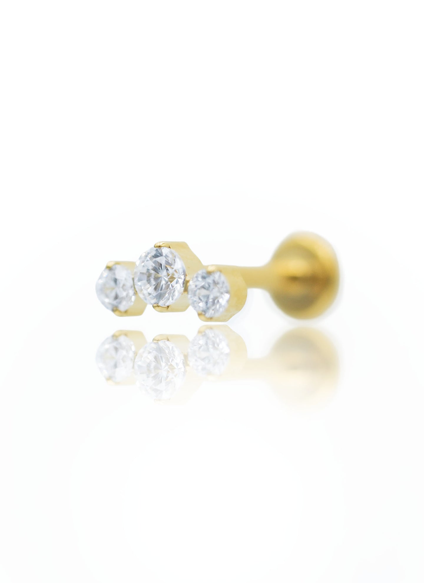 Ear stud "Small tiara" - anodized titanium labret with zircons