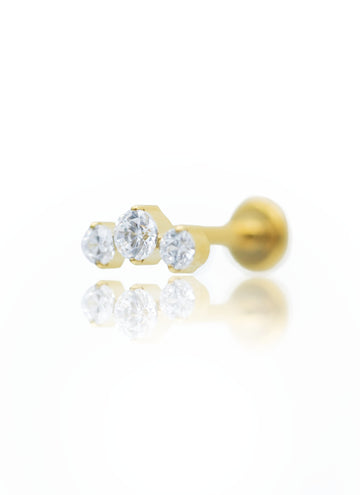 Ear stud "Small tiara" - anodized titanium labret with zircons