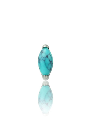 Kolczyk do ucha "1 long stone blue" - tytanowy labret w kształcie łezki z turkusem