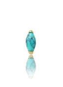 Kolczyk do ucha "1 long stone blue" - złoty tytanowy labret w kształcie łezki z turkusem