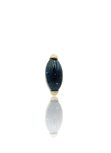 Kolczyk do ucha "1 long stone galaxy"- złoty tytanowy labret w kształcie łezki z blue goldstone