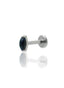 Kolczyk do ucha "1 long stone galaxy"- tytanowy labret w kształcie łezki z blue goldstone
