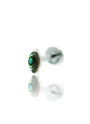 Kolczyk do ucha "1 long stone peacock" - tytanowy labret w kształcie łezki z muszlą abalone