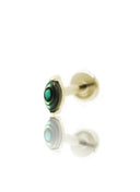 Kolczyk do ucha "1 long stone peacock" - złoty tytanowy labret w kształcie łezki z muszlą abalone