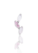 Kolczyk do ucha "3 leaf pink stone" – tytanowy labret cyrkonią i różowym jadeitem