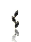 Kolczyk do ucha "3 leaf black stone" – złoty tytanowy labret cyrkonią i czarnym onyksem