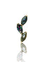 Kolczyk do ucha "3 leaf peacock stone" – złoty tytanowy labret cyrkonią i muszlą abalone