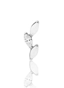 Kolczyk do ucha "3 leaf white stone" – tytanowy labret z cyrkonią i białym jadeitem