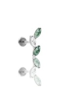 Kolczyk do ucha "3 leaf clear black stone" – tytanowy labret cyrkonią i agatem mszystym