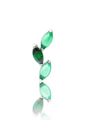 Kolczyk do ucha "3 leaf green stone" – tytanowy labret cyrkonią i zielonym onyksem