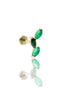 Kolczyk do ucha "3 leaf green stone" – złoty tytanowy labret cyrkonią i zielonym onyksem