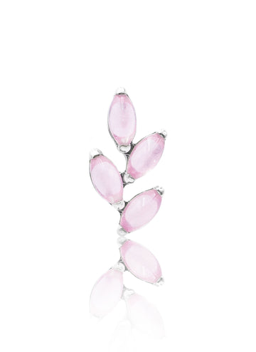 Kolczyk do ucha "4 leaf pink stone" – złoty tytanowy labret z różowym jadeitem