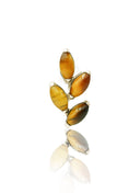 Kolczyk do ucha "4 leaf tiger eye stone" – złoty tytanowy labret z tygrysim okiem