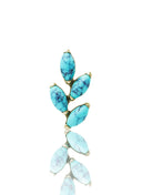 Kolczyk do ucha "4 leaf blue stone" – złoty tytanowy labret z turkusem