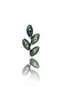 Kolczyk do ucha "4 leaf peacock stone" – tytanowy labret z muszlą abalone