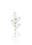 Kolczyk do ucha "4 leaf white stone" – złoty tytanowy labret z białym jadeitem