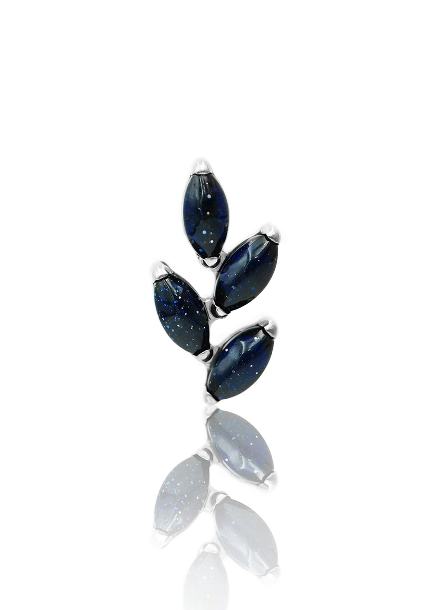 Kolczyk do ucha "4 leaf galaxy stone" – tytanowy labret z blue goldstone