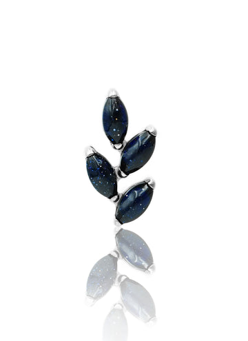 Kolczyk do ucha "4 leaf galaxy stone" – tytanowy labret z blue goldstone