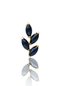 Kolczyk do ucha "4 leaf galaxy stone" – złoty tytanowy labret z blue goldstone