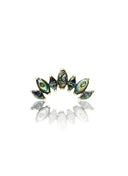 Kolczyk do ucha "Cluster peacock stone" - złoty tytanowy labret z cyrkoniami i muszlą abalone