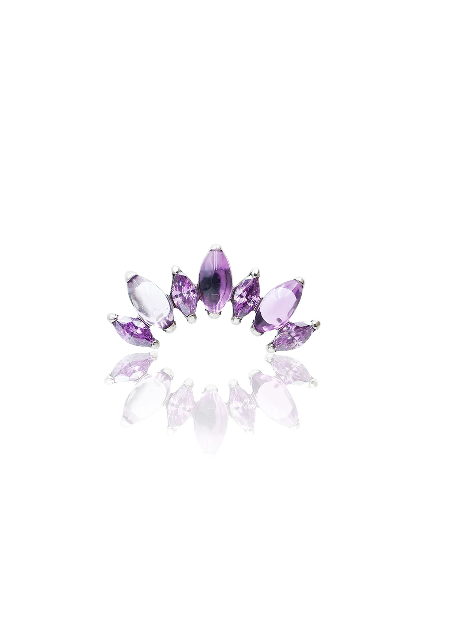 Kolczyk do ucha "Cluster purple stone" - tytanowy labret z cyrkoniami i ametystem