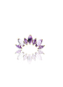 Kolczyk do ucha "Cluster purple stone" - złoty tytanowy labret z cyrkoniami i ametystem