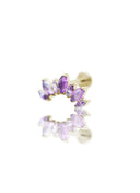 Kolczyk do ucha "Cluster purple stone" - złoty tytanowy labret z cyrkoniami i ametystem