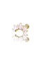 Kolczyk do ucha "Cluster pink zirconia stone" - złoty tytanowy labret z cyrkoniami i różowym jadeitem