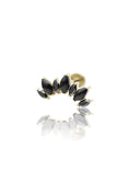 Kolczyk do ucha "Cluster black stone" - złoty tytanowy labret z cyrkoniami i czarnym onyksem