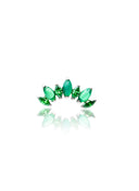 Kolczyk do ucha "Cluster sparkle green stone" - tytanowy labret z cyrkoniami i zielonym onyksem