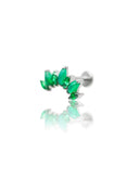 Kolczyk do ucha "Cluster sparkle green stone" - tytanowy labret z cyrkoniami i zielonym onyksem