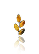 Kolczyk do ucha "4 leaf tiger eye stone" – tytanowy labret z tygrysim okiem