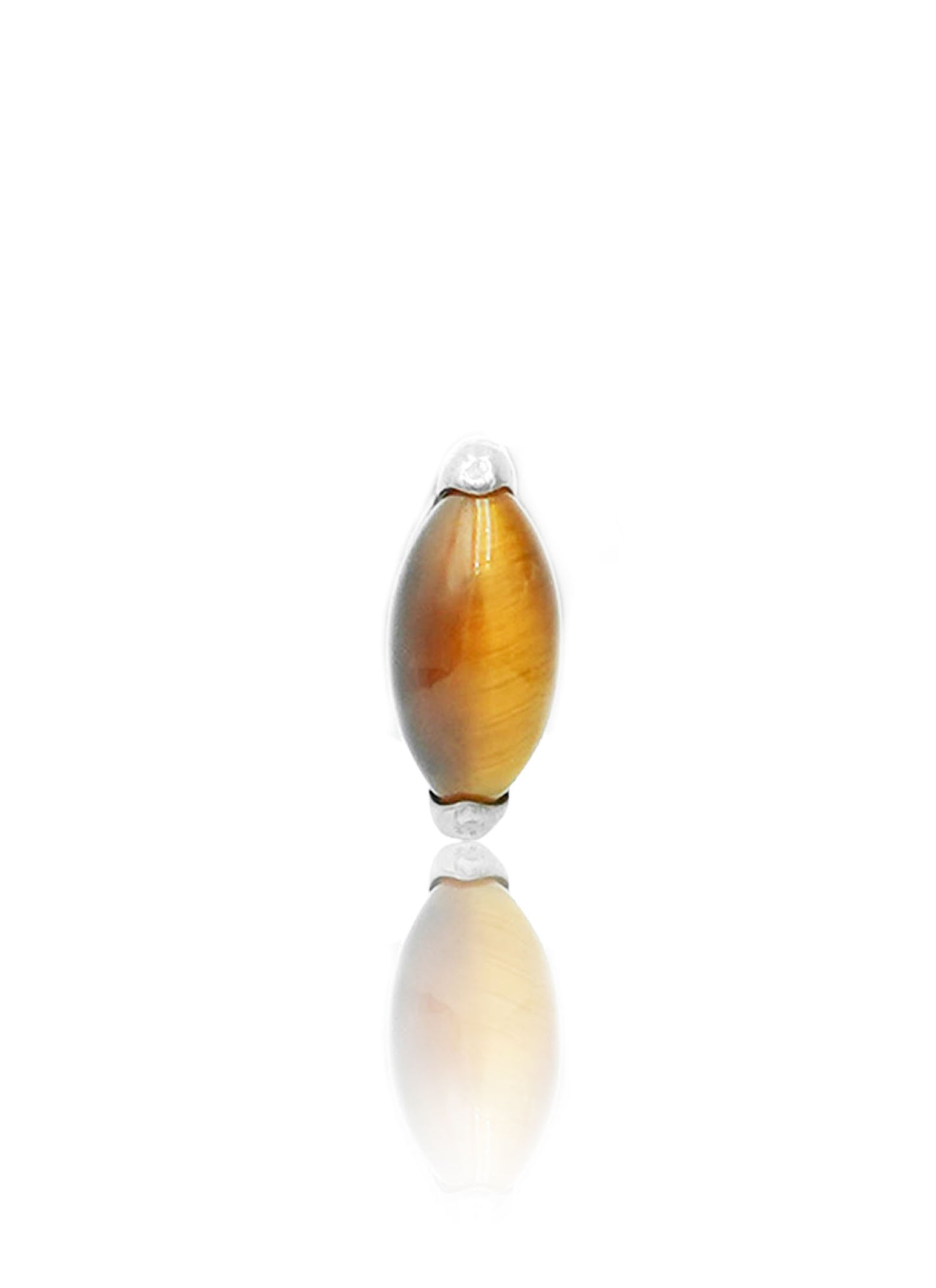 Kolczyk do ucha "1 long stone tiger eye" – tytanowy labret w kształcie łezki z tygrysiem okiem