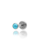 Kolczyk do ucha "1 stone blue" – tytanowy labret z turkusem